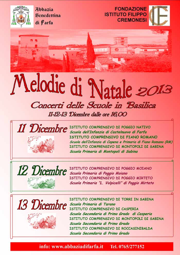 Clicca sull'immagine per ingrandirla: Melodie di Natale 2013, concerti delle Scuole nella Basilica di S. Maria di Farfa