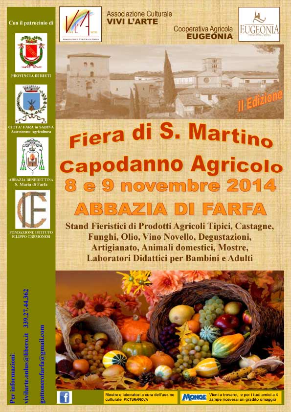 Clicca sull'immagine per ingrandirla: FIERA DI S. MARTINO - Capodanno Agricolo 8 e 9 novembre 2014 - Abbazia di Farfa